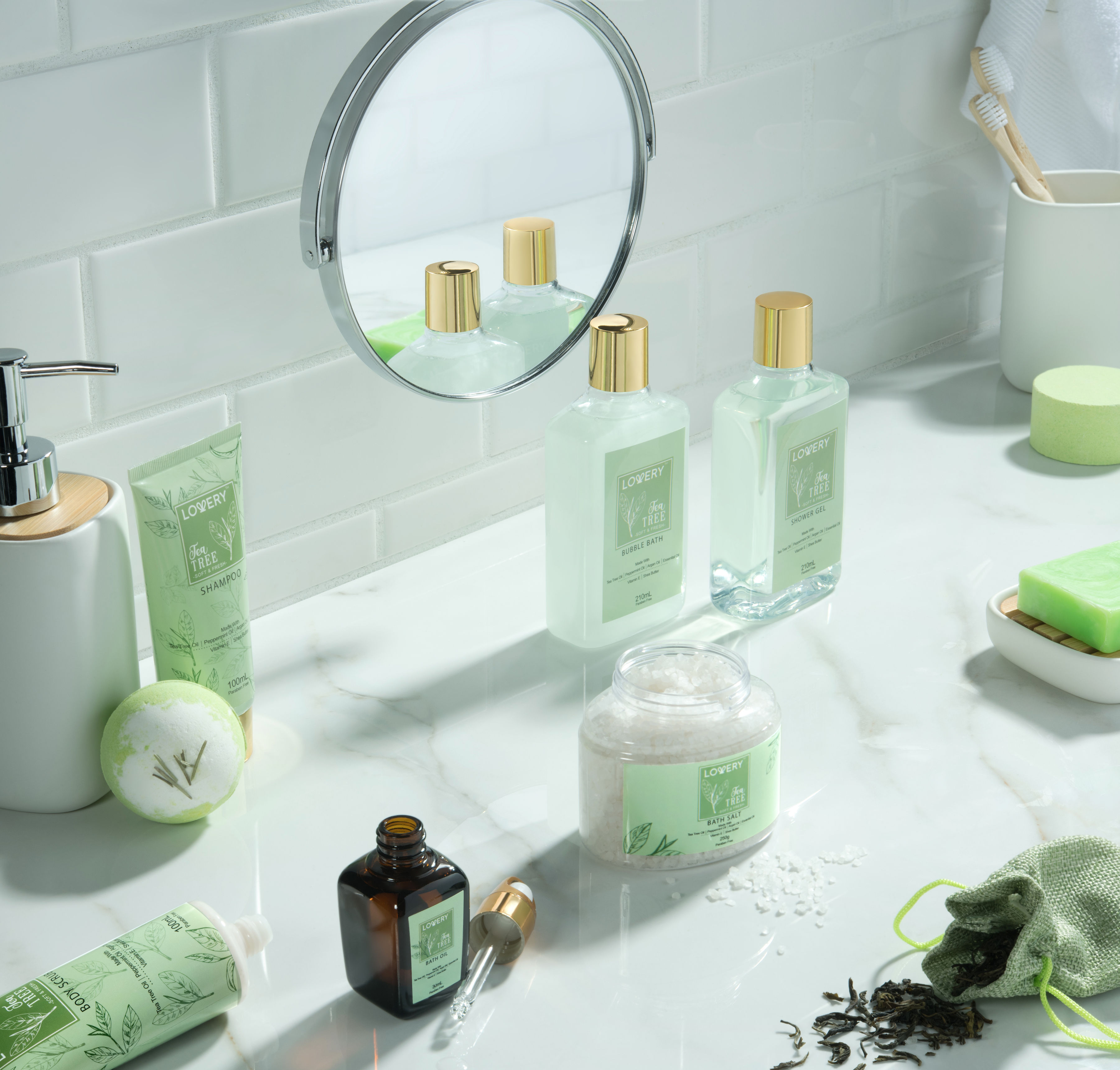 Lovery Tea Tree Bath Set - Luxury Aromatherapy Home Spa With Calming Mint Fragrance – 15 Pc 