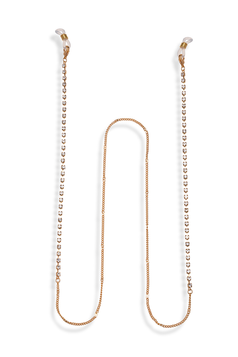 Goldtone & Clear Crystal Sunglasses Chain- Don't AsK