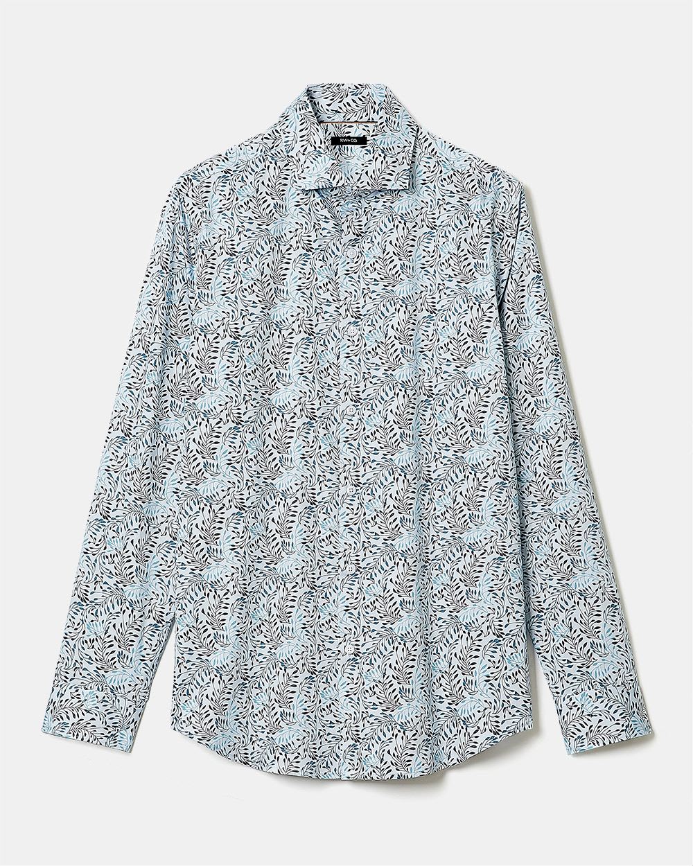 Slim-Fit Dress Shirt with Large Foliage Print