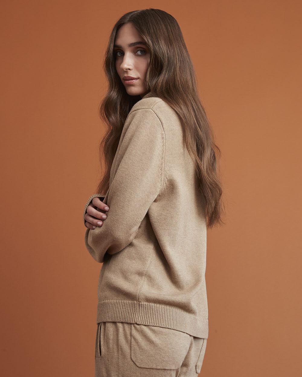 Gender-Neutral Mock-Neck Sweater with Half-Zip