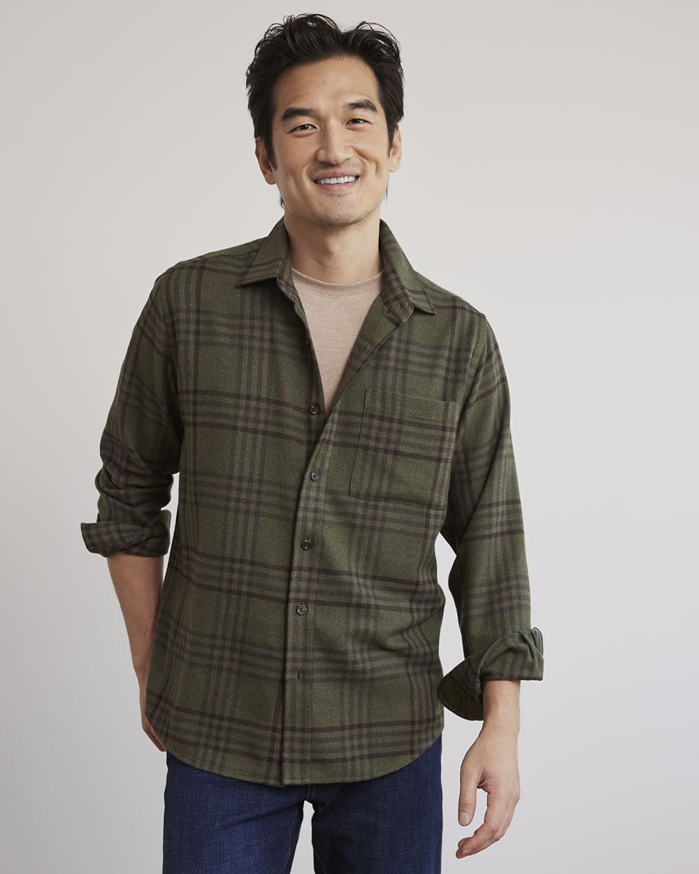 Khaki Plaid Overshirt