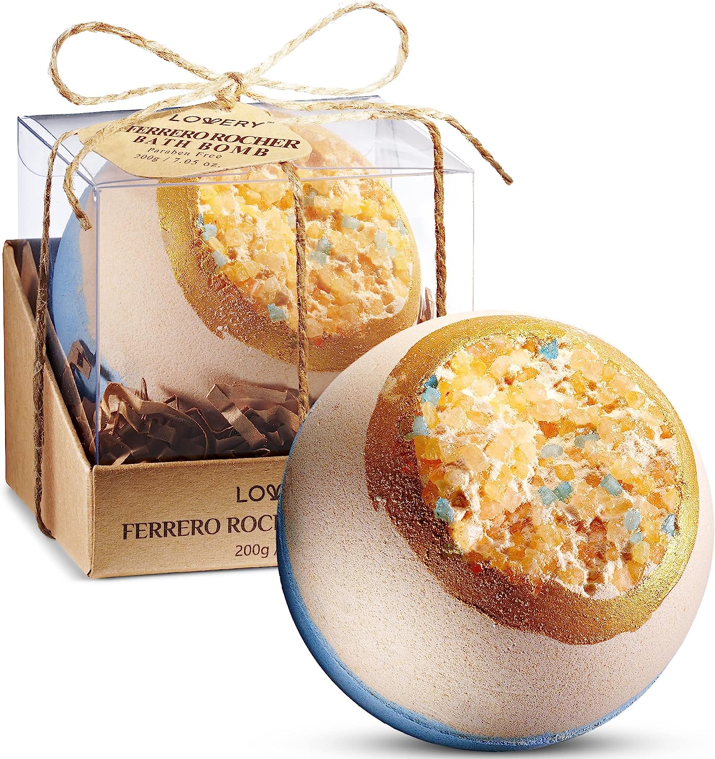 Lovery Ferrero Rocher Handmade Bath Bomb, Extra Large Bath Fizzy, 7oz