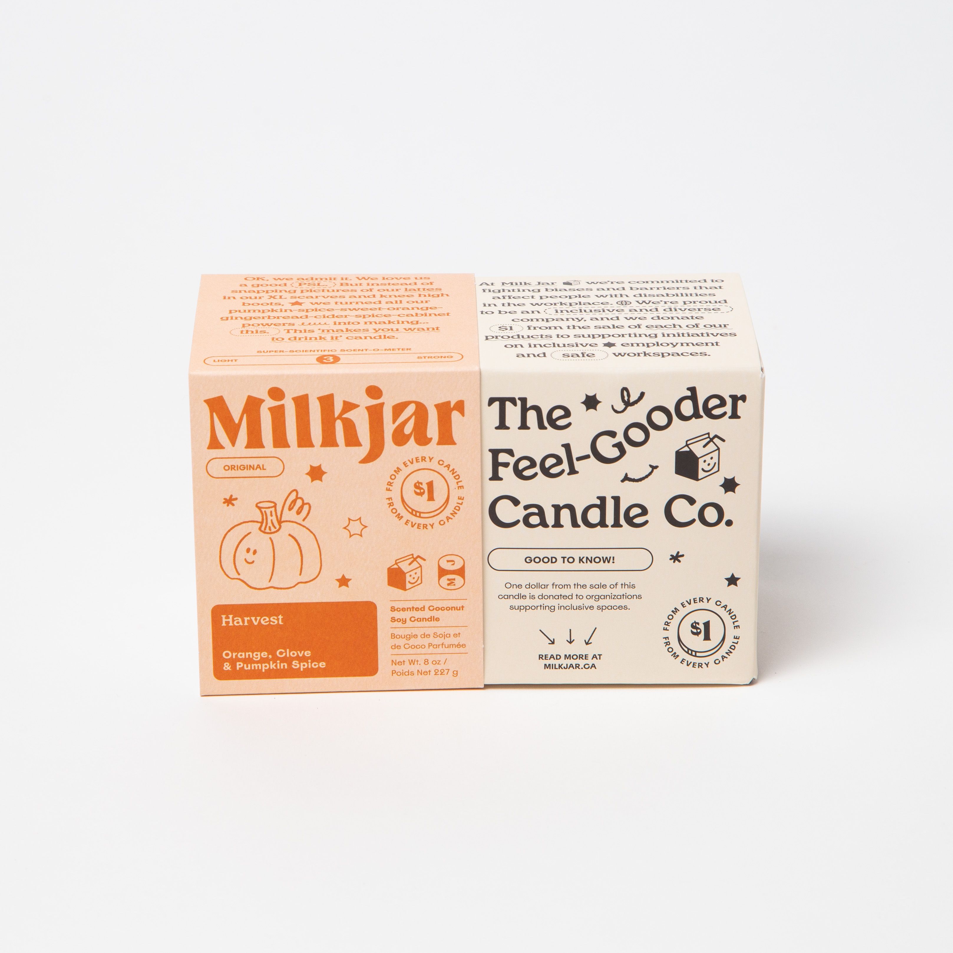 Milk Jar Harvest Candle |Orange, Clove & Pumpkin Spice 8oz