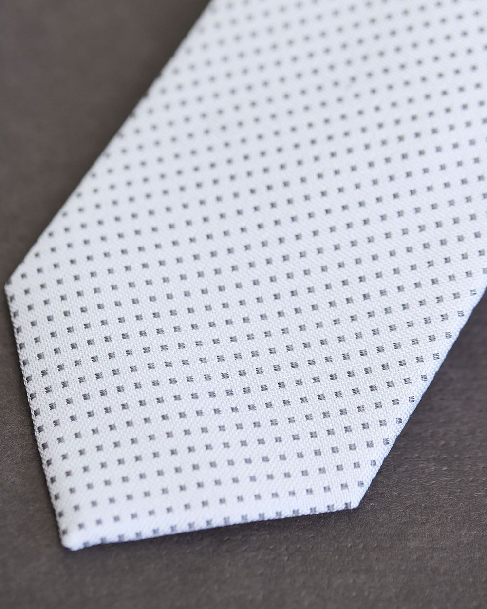 Regular Grey Tie and Handkerchief with White Dots - Gift Set