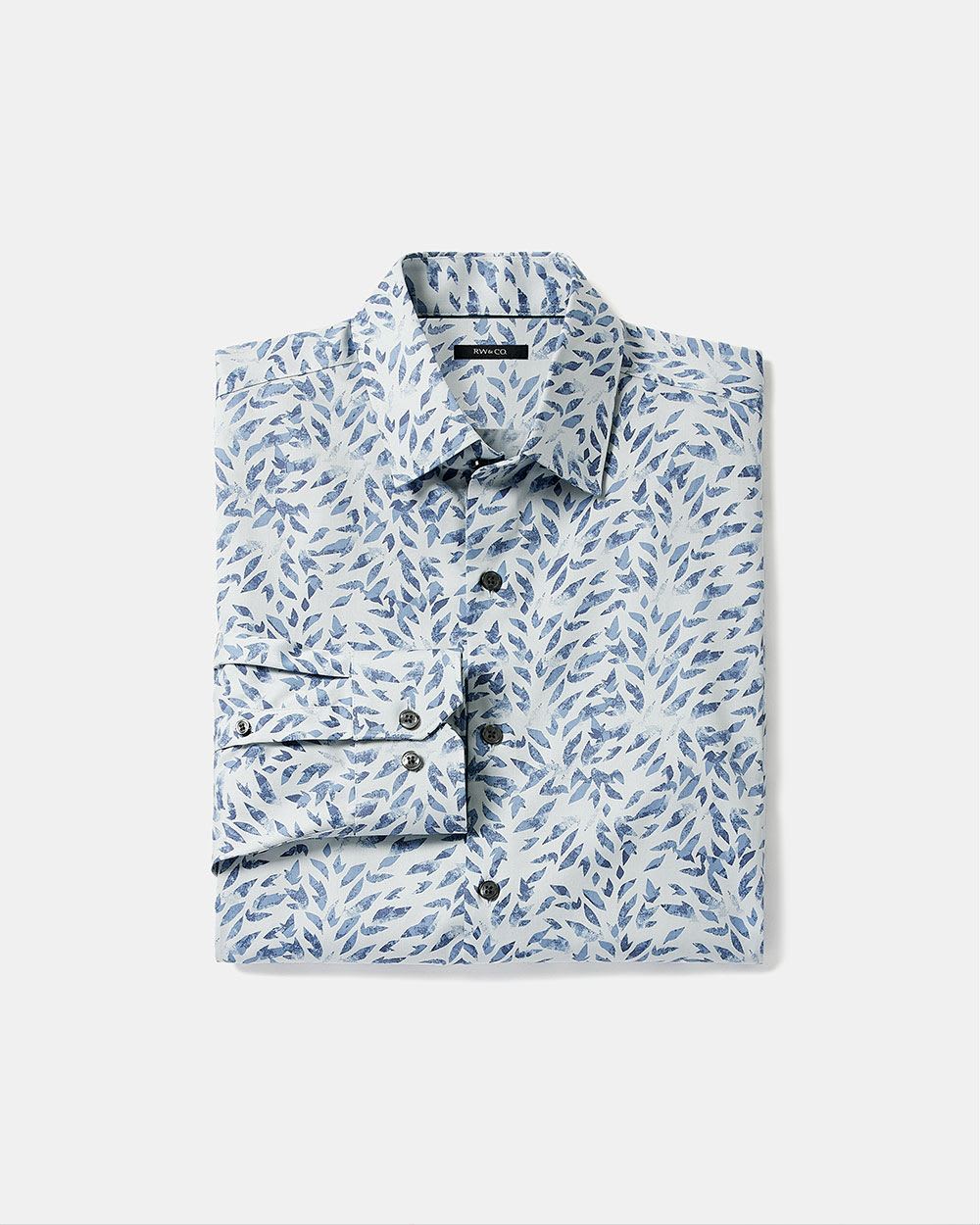 Slim-Fit Dress Shirt with Blue Floral Pattern