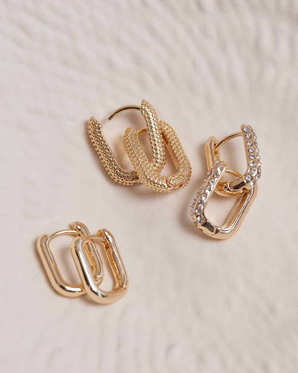 Small Square Hoops, 3 Pairs