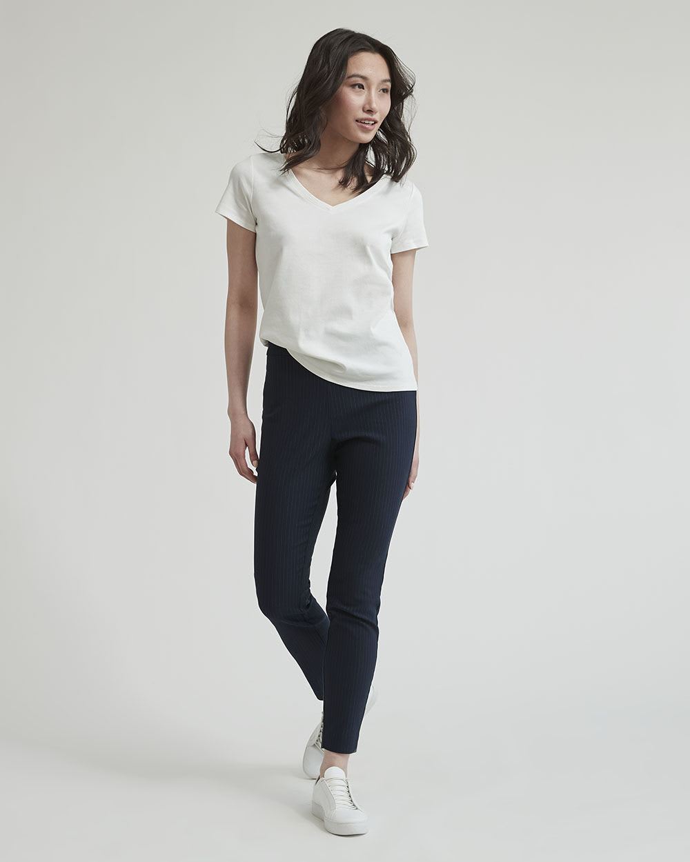 Basic Heavy Cotton V-Neck Short-Sleeve T-Shirt