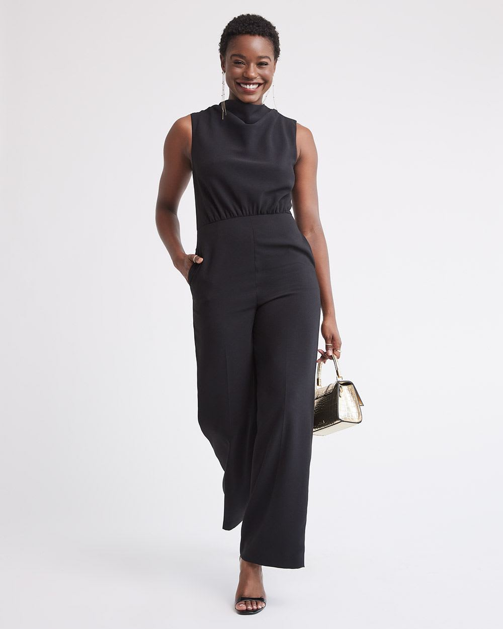 Sleeveless Wide-Leg Jumpsuit with Open Back