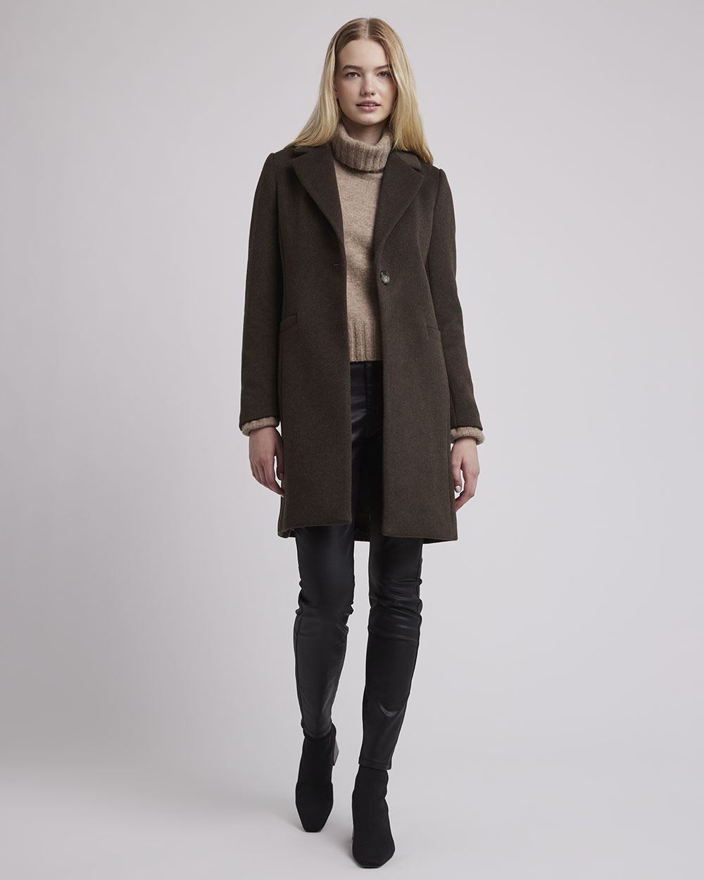 Classic One-Button Wool Coat