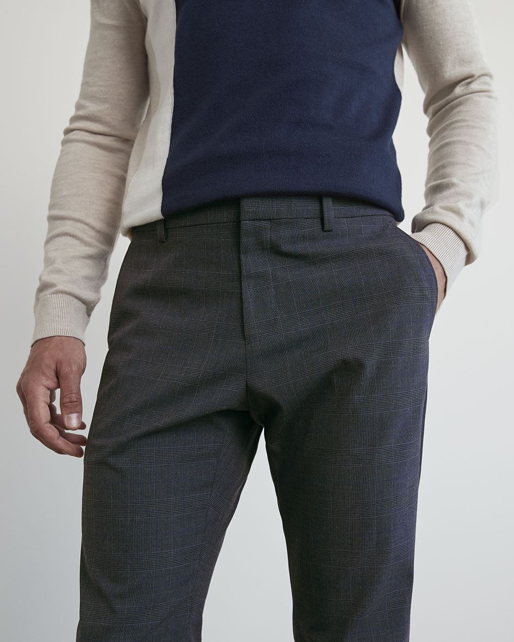 Slim-Fit Plaid Navy City Pant