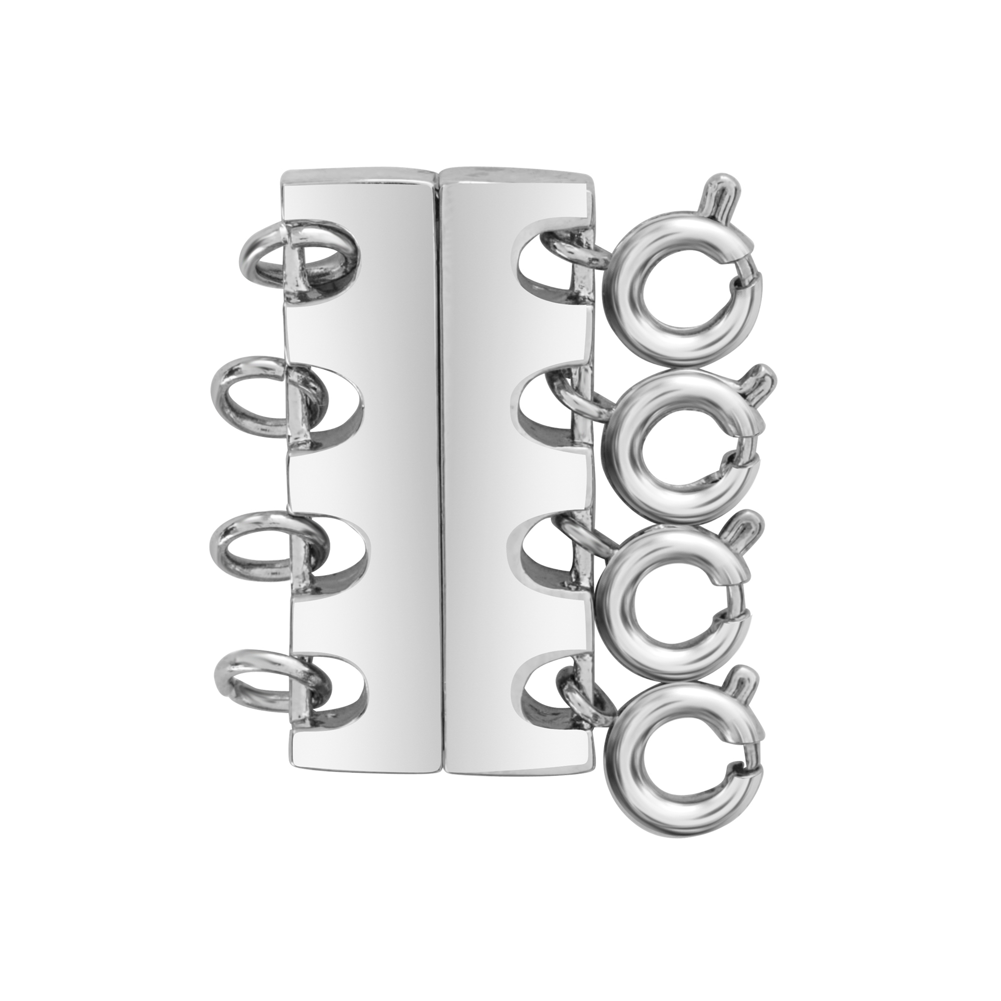 Silver Rhodium 4-Row Magnetic Necklace Clasp for Layering Your Necklaces - callura