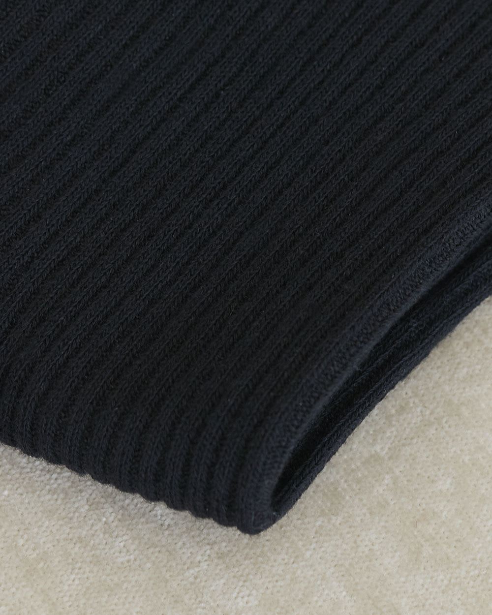 Ribbed Black Crew Socks