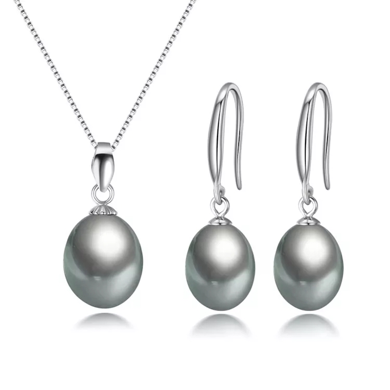 Grey Freshwater Pearl Classic Earring & Necklace Set - Signature Pearls