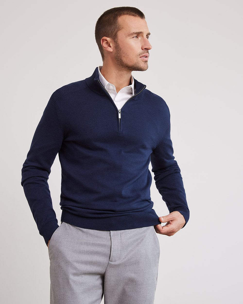 Mock-Neck Sweater with Half-Zip