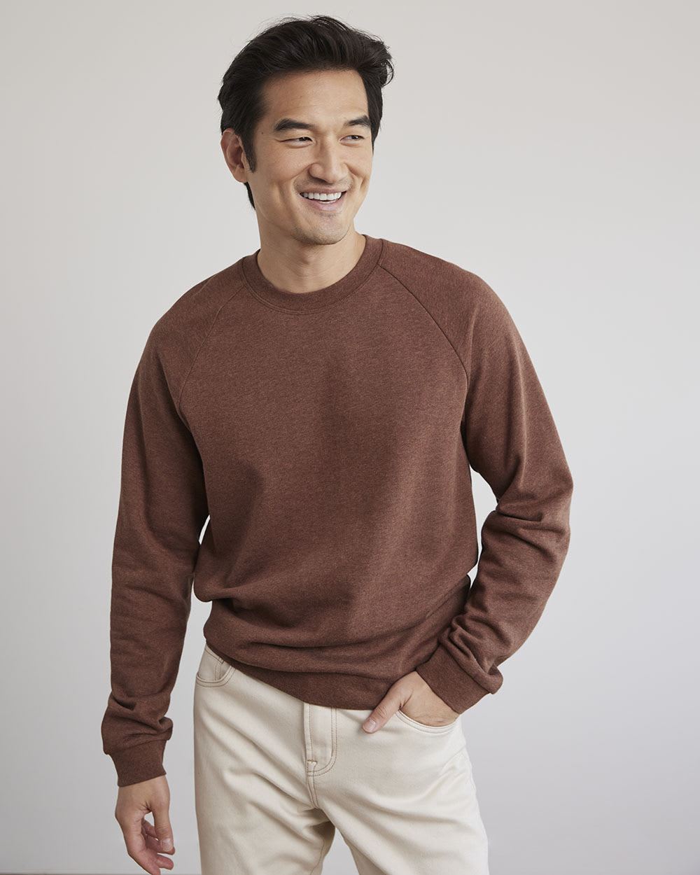 Solid Fleece Crew-Neck Pullover