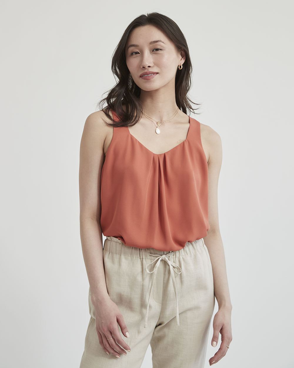 Silky Crepe Square-Neck Cami