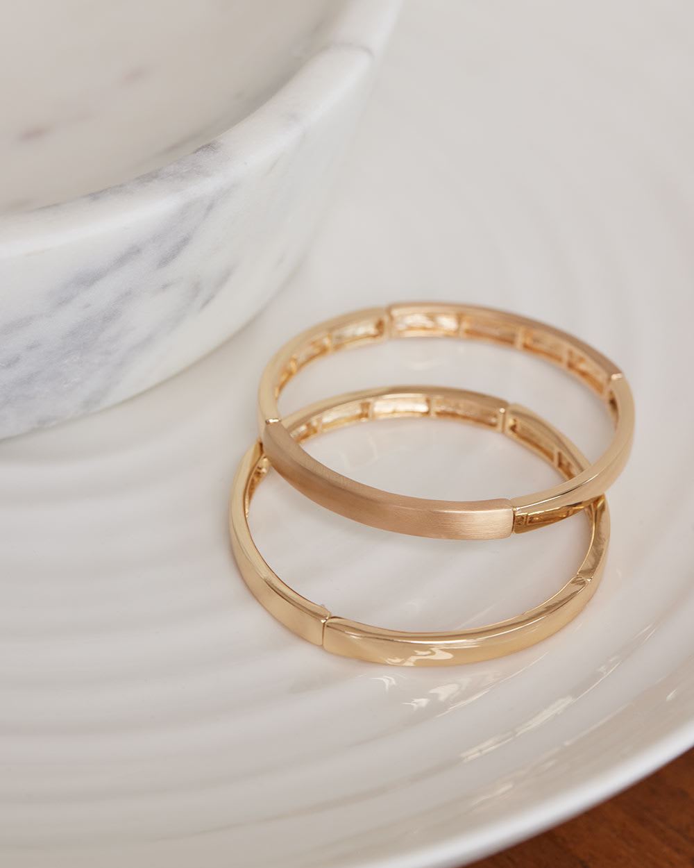 Golden Elastic Bracelets, Set of 2