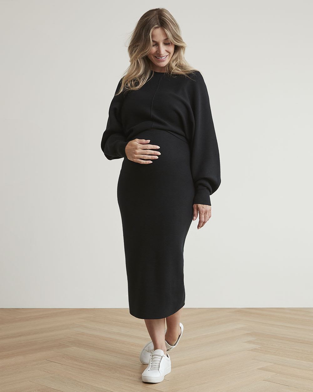 Pull-On Pencil Midi Skirt - Thyme Maternity
