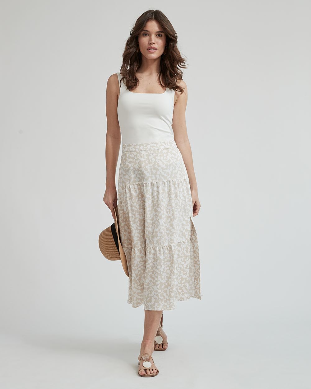 High-Waist Flare Fluid Maxi Skirt