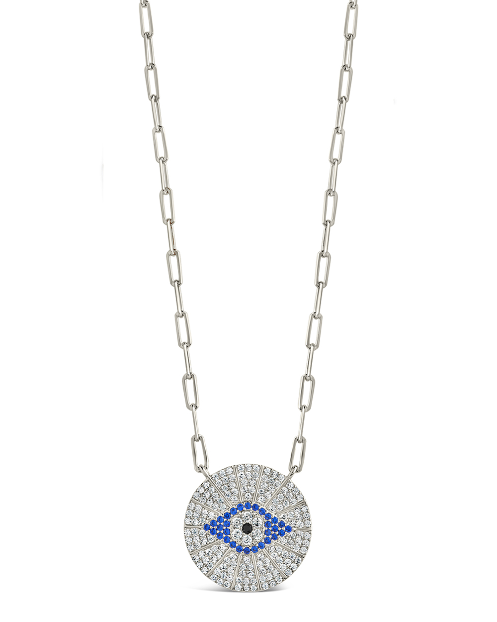 Sterling Forever - Cz Evil Eye Disk Pendant