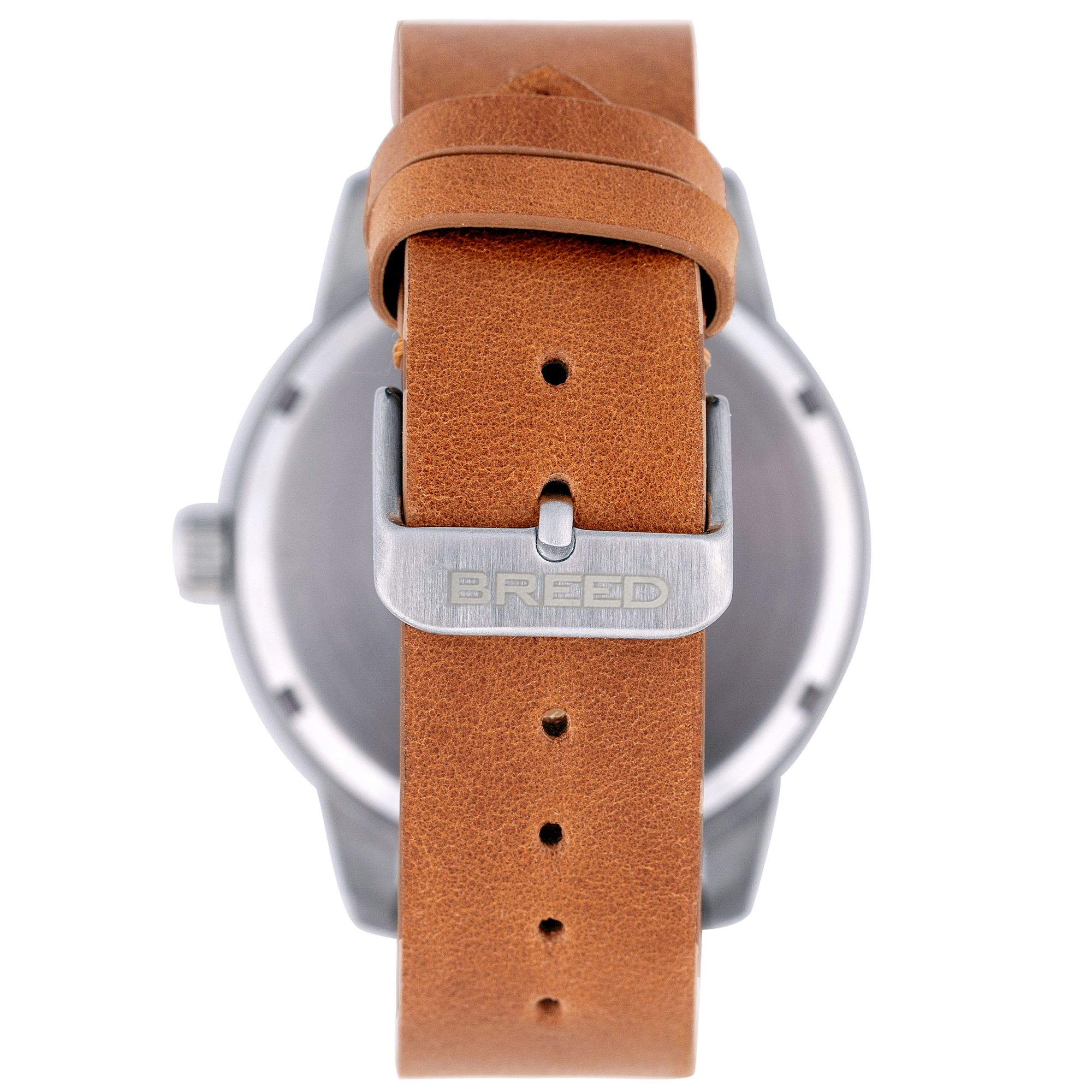Breed - Renegade Leather-Band Watch - Silver/Black
