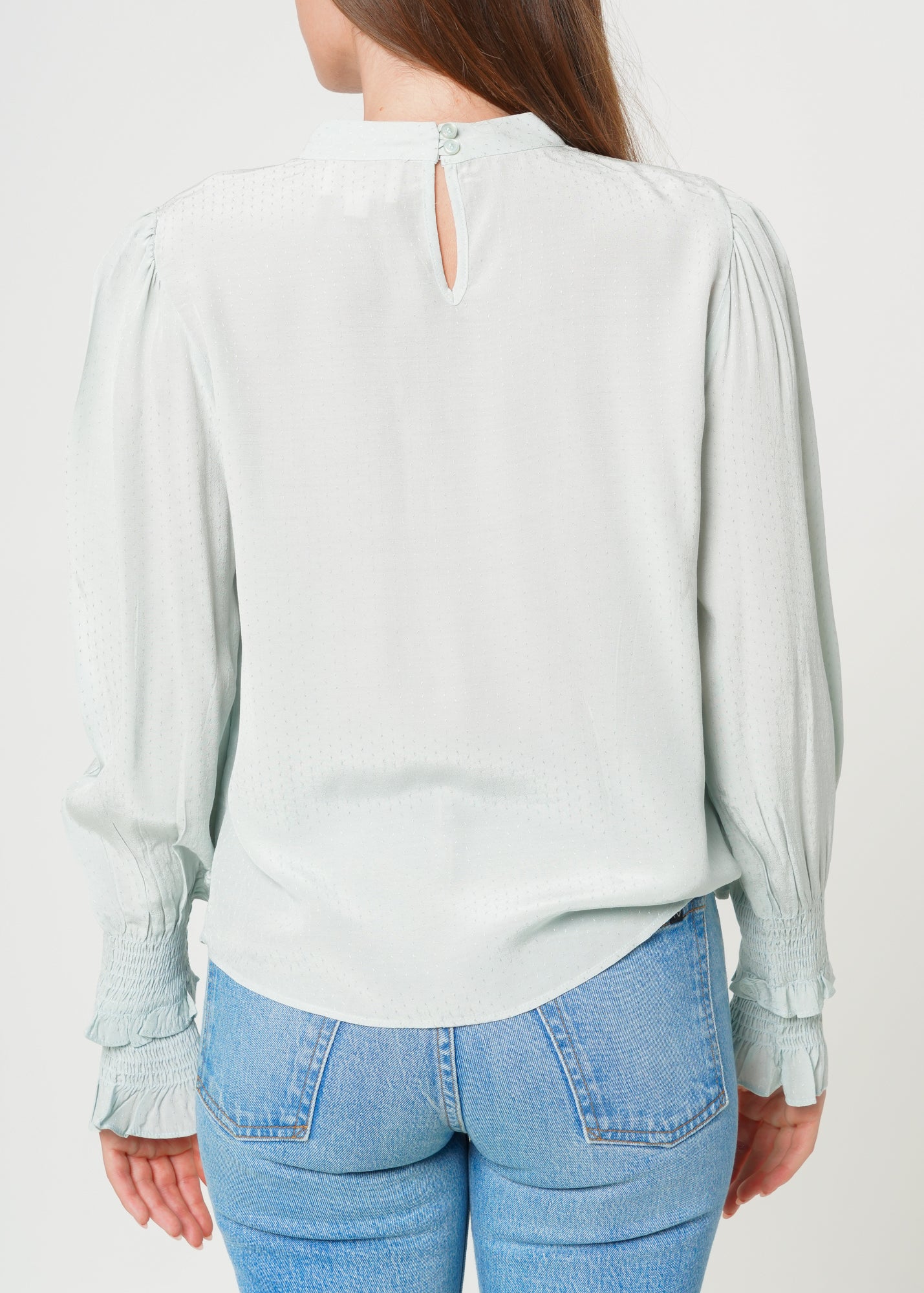 Nurode Dotted Tie Neck Blouse