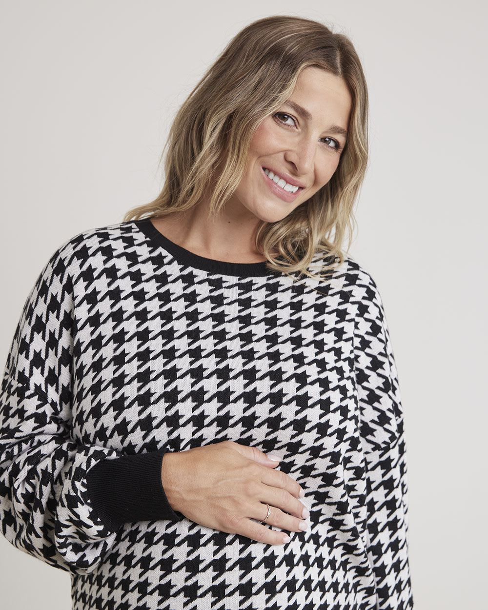 Long-Sleeve Sweater with Crew Neckline - Thyme Maternity