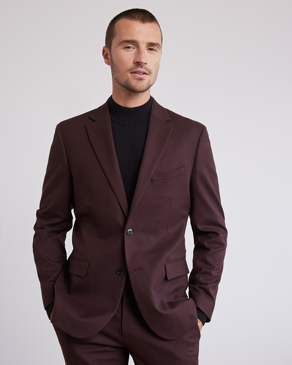 Tailored-Fit Brushed Suit Blazer