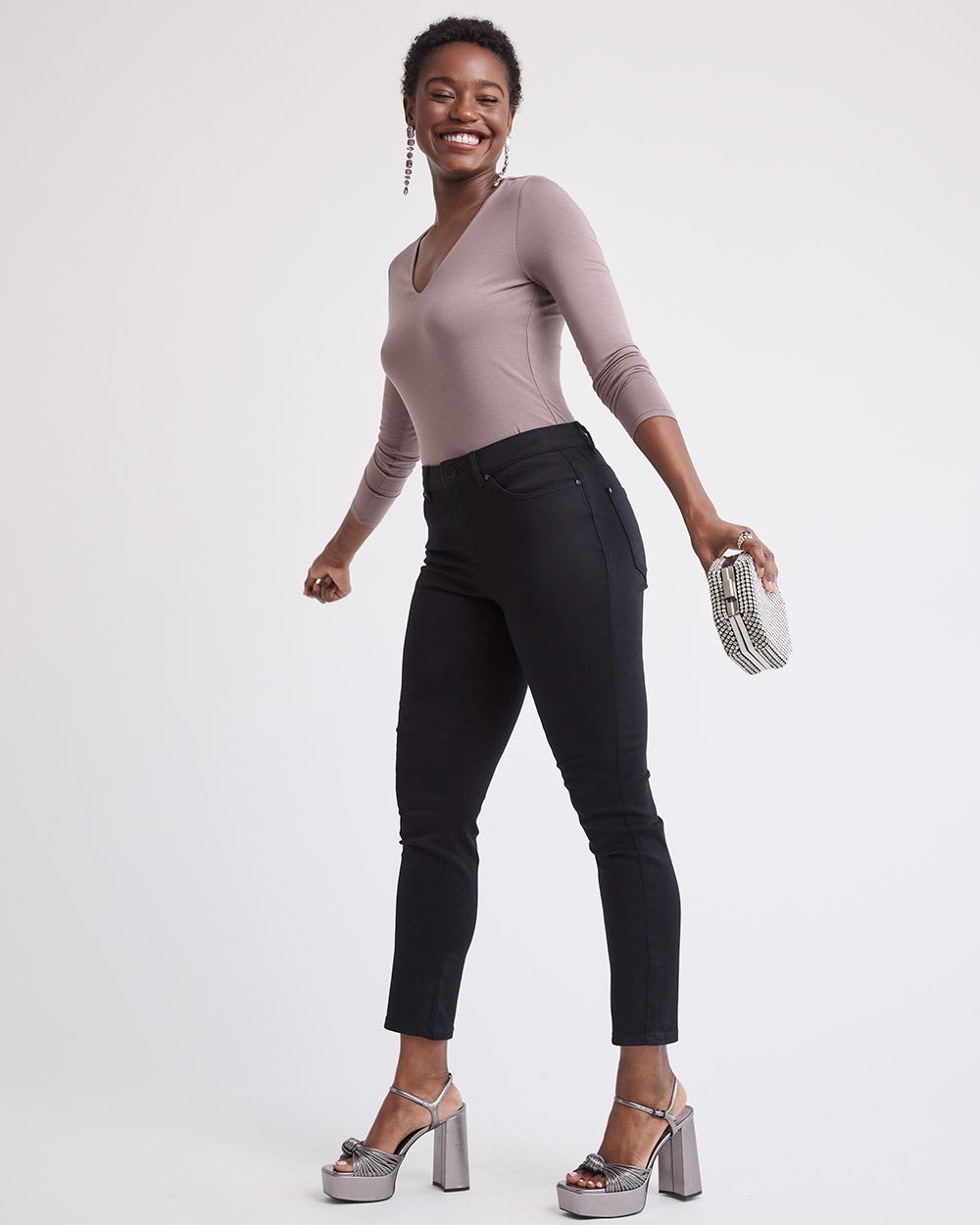 Fitted Long-Sleeve V-Neck Tee