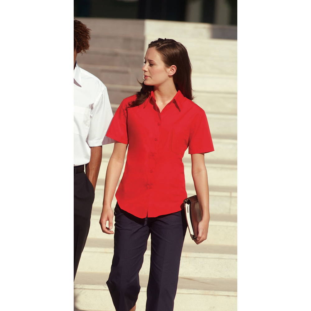 Fruit of the Loom - Ladies Lady-Fit Short Sleeve Poplin Shirt