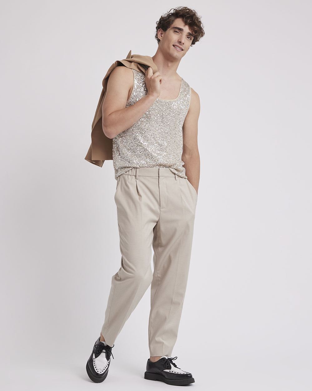 Gender-Neutral Scoop-Neck Sequins Cami