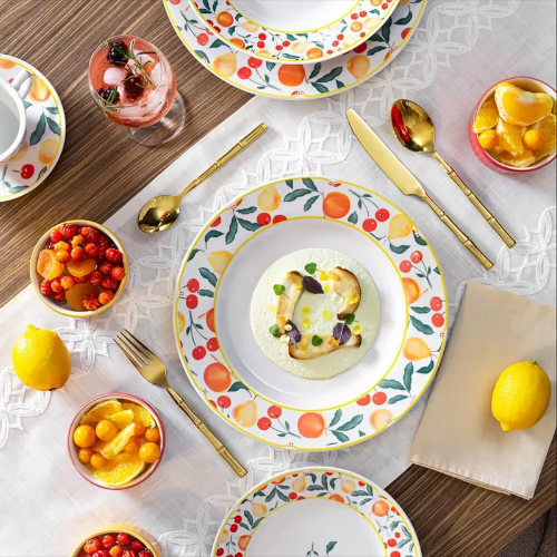 Oxford Flamingo Fruits 30 Pieces Dinnerware Set Service for 6