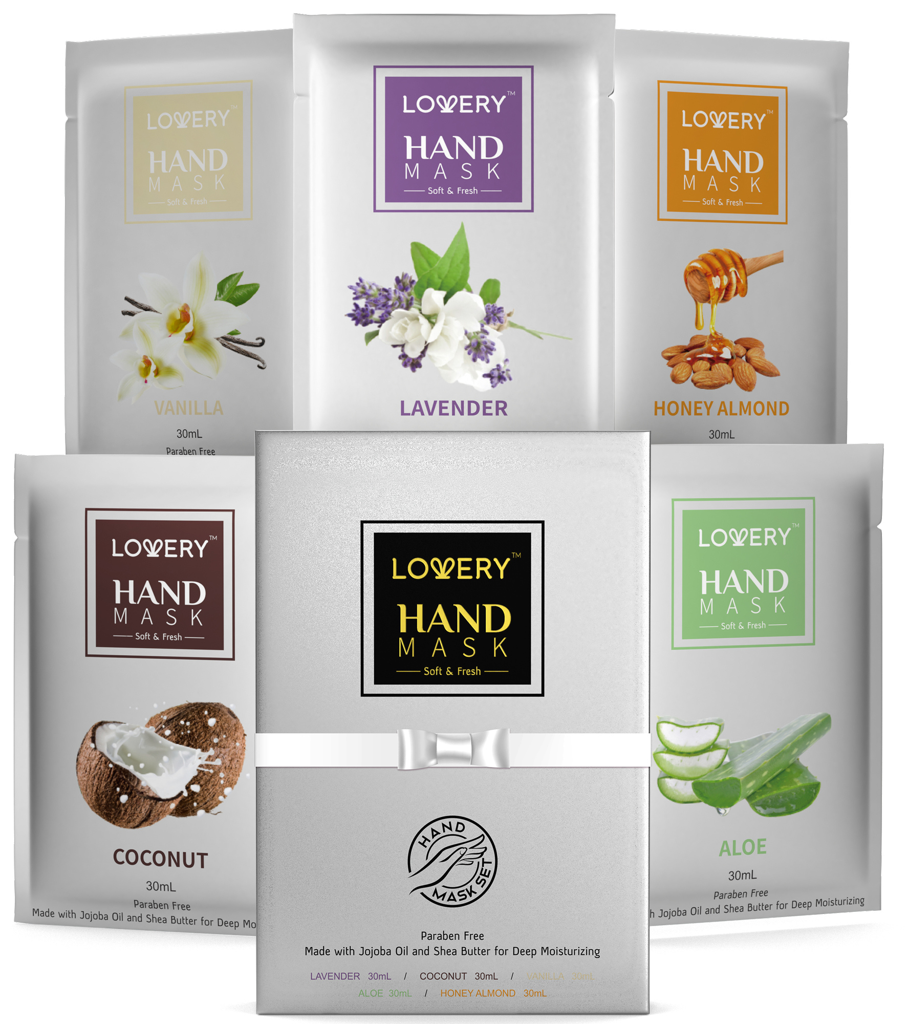 Lovery Deep Conditioning Hand Mask With Vitamine E, Shea Butter & Jojoba Oil - 5 Pk