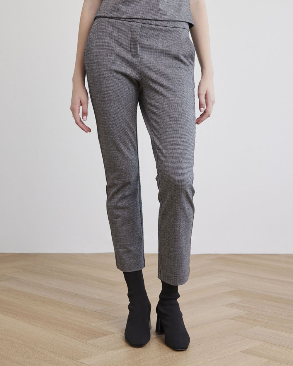 Straight-Leg Mid-Rise Tweed Ankle Pant