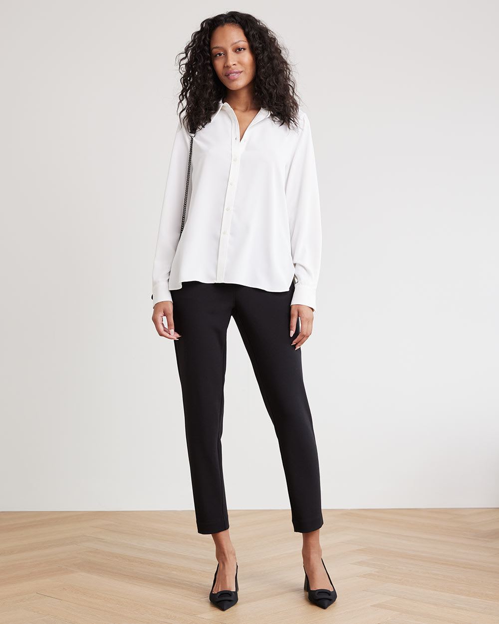 Long-Sleeve Buttoned-Down Twill Blouse
