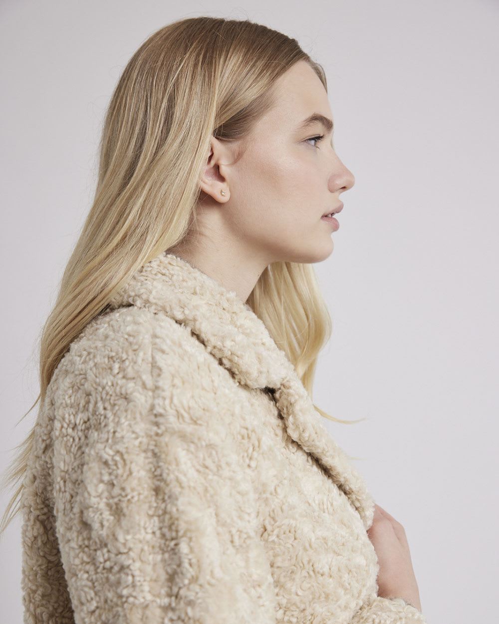 Relaxed-Fit Three-Button Teddy Coat