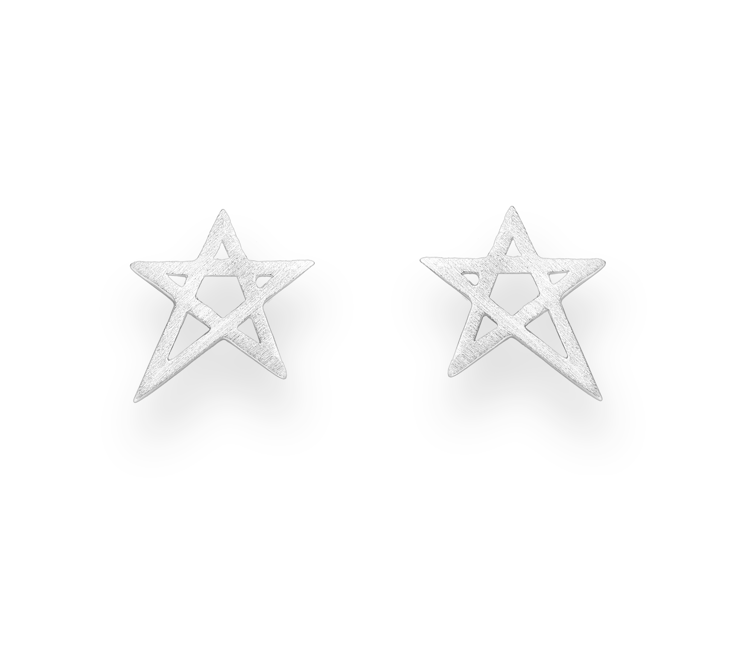 Ag Sterling - Sterling Silver Open Star Stud Earrings