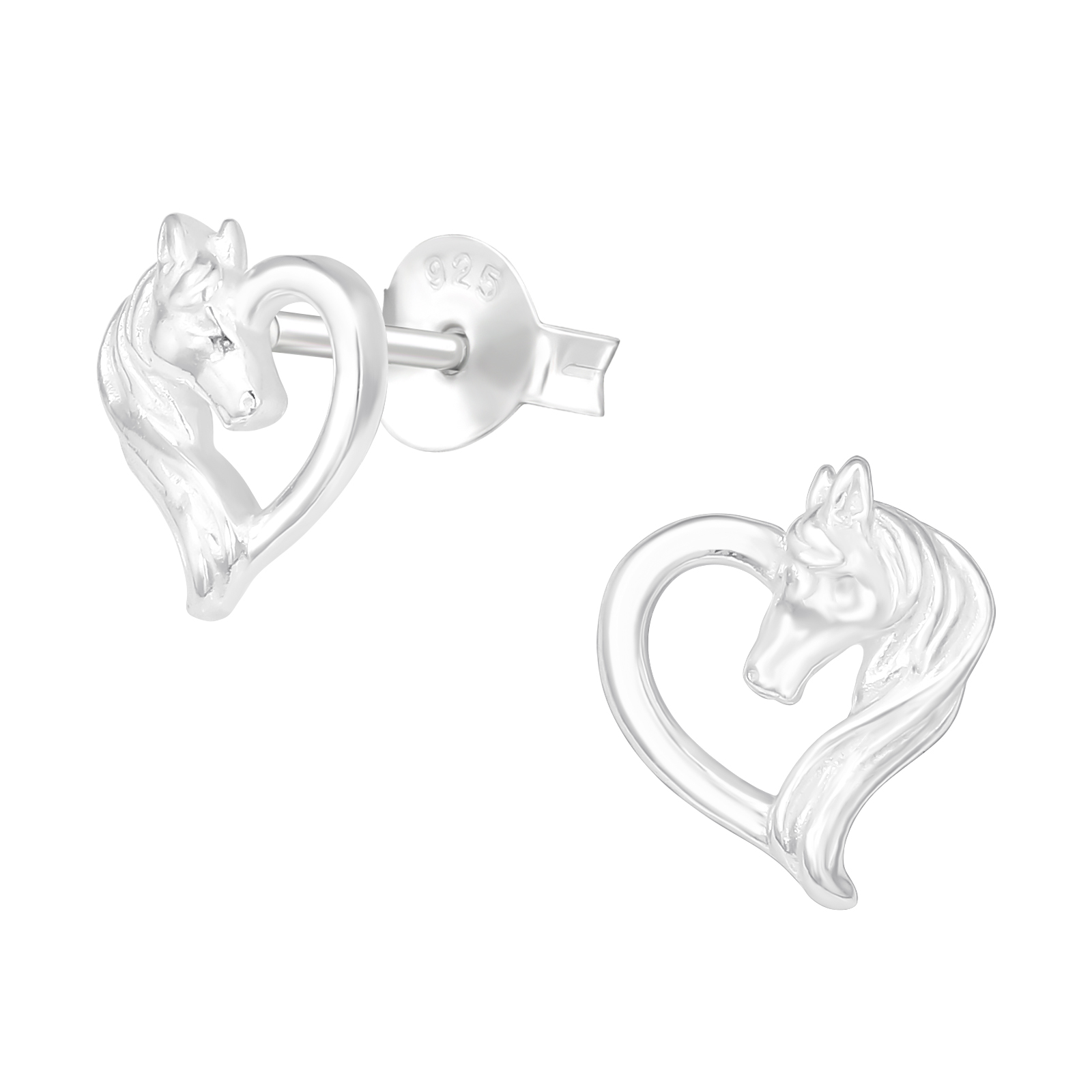 Ag Sterling - Sterling Silver Horse Heart Stud Earrings