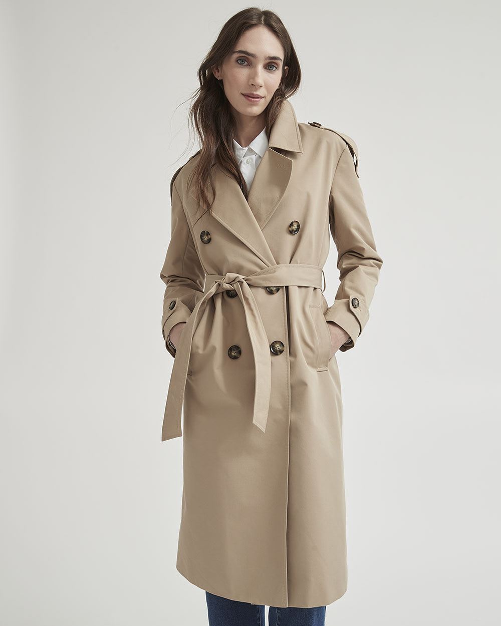 Double-Breasted Trench Coat with Belt