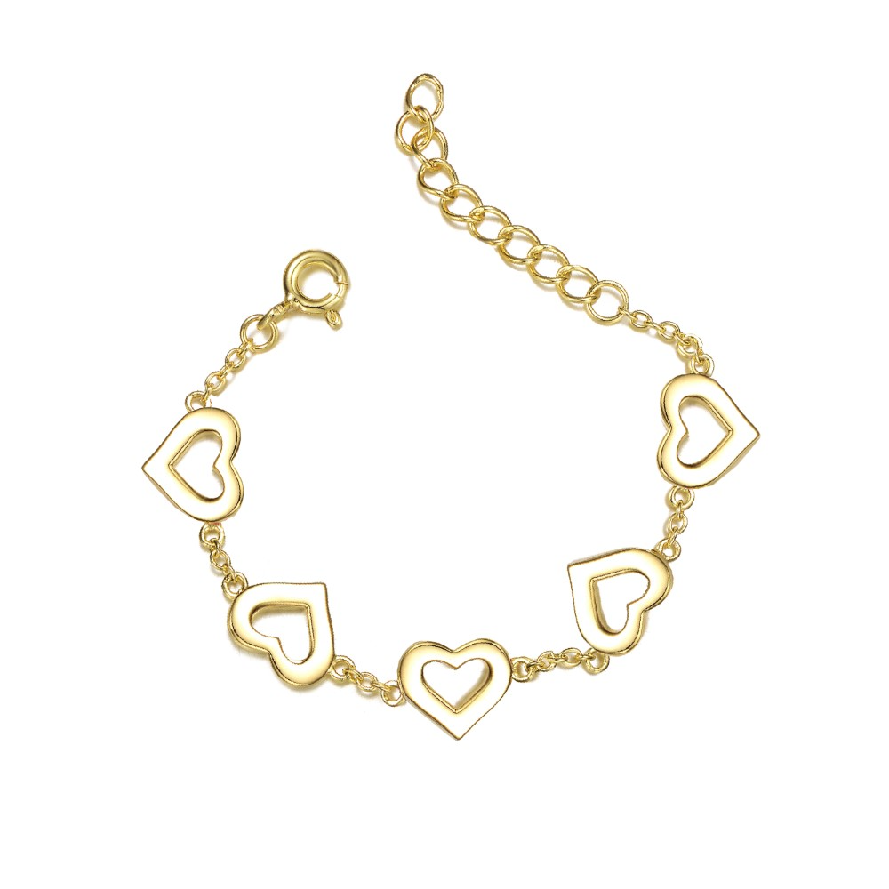 RG 14k Yellow Gold Plated Forever Heart Toddler Bracelet, Adjustable in Length