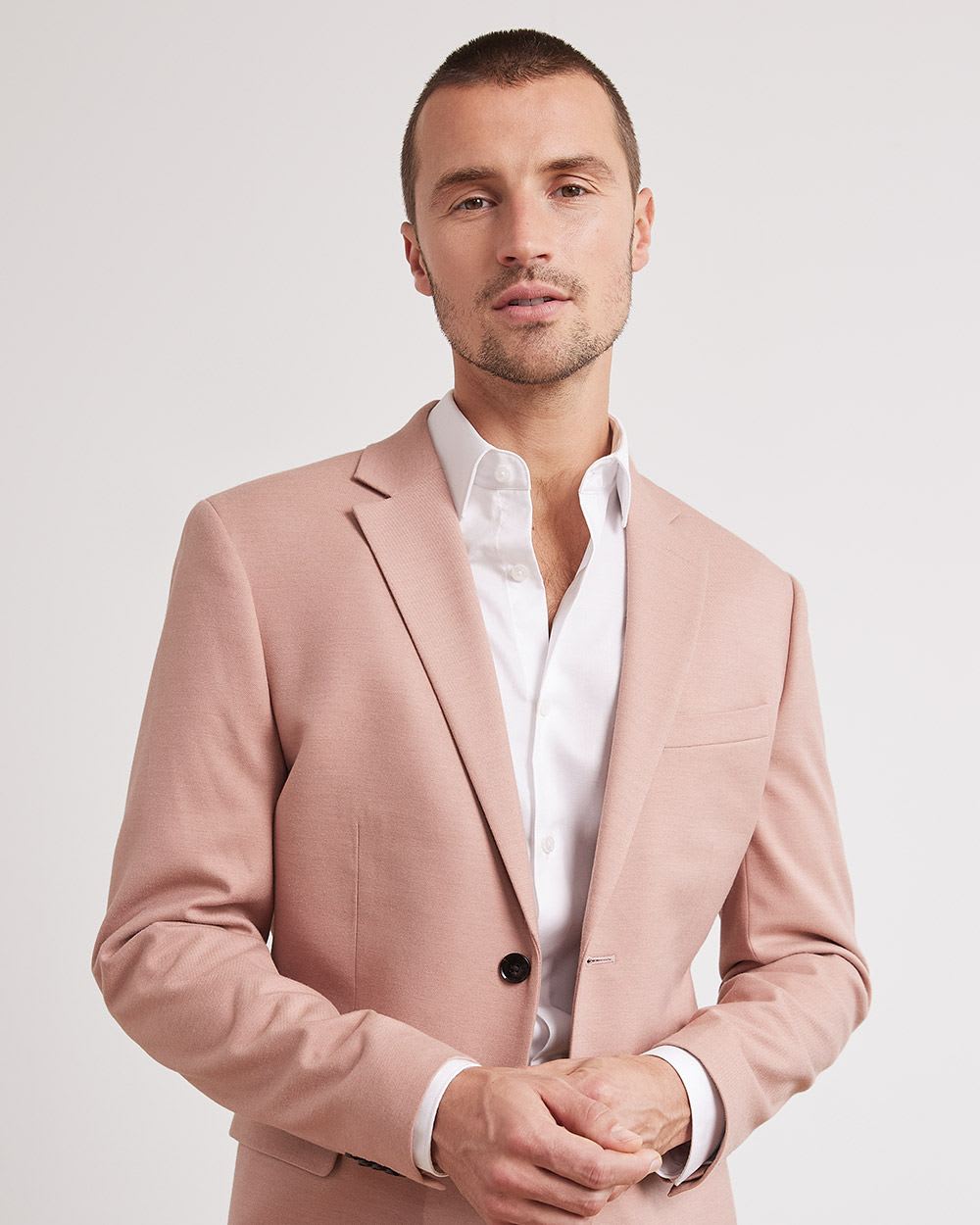 Slim-Fit Pink Suit Blazer