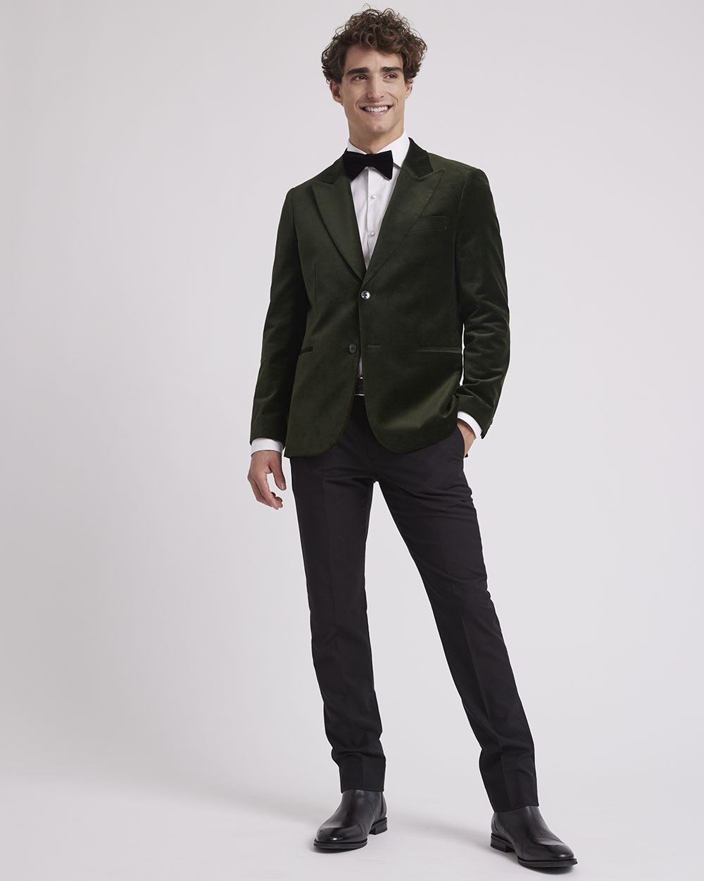 Tailored-Fit Velvet Suit Blazer