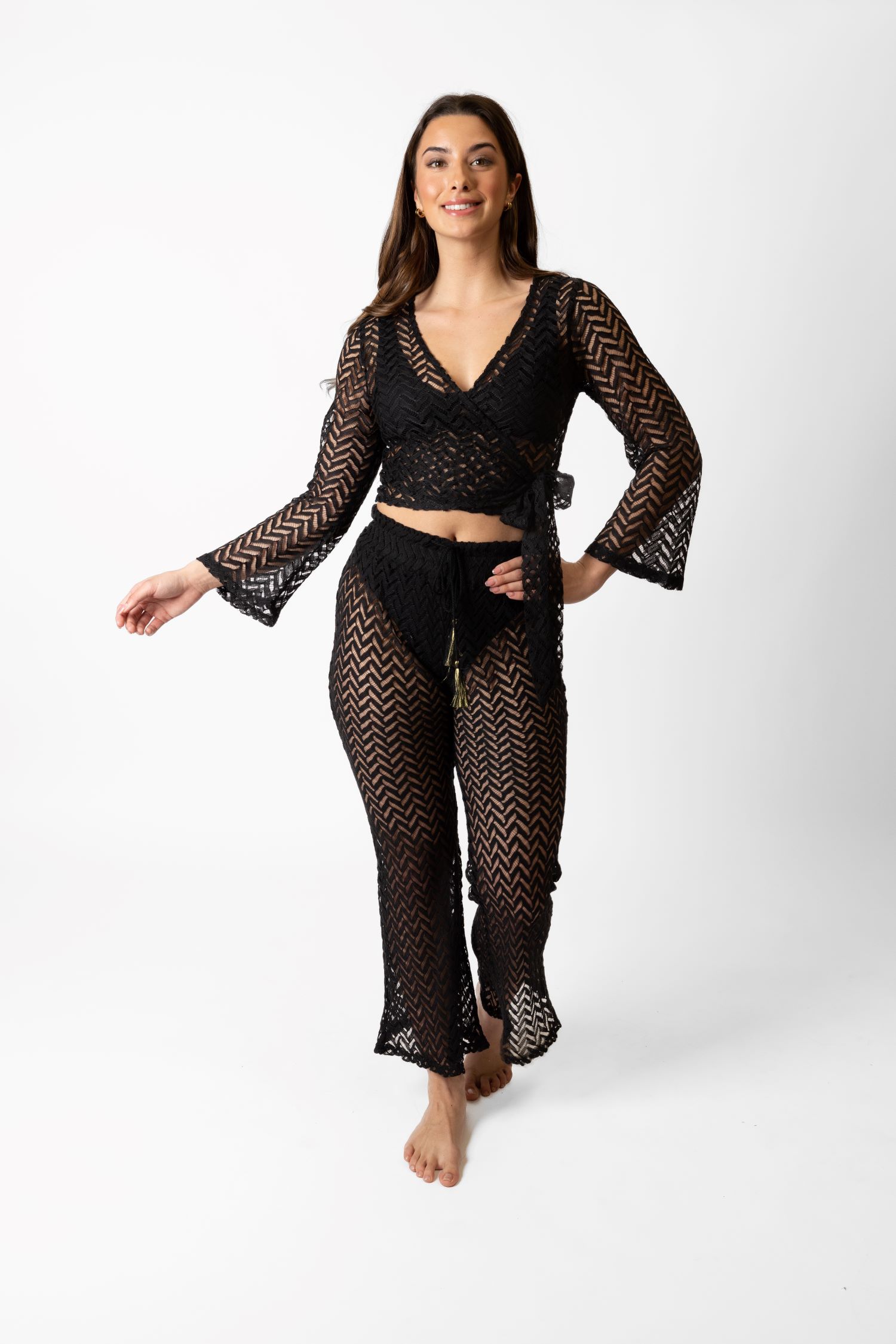 Koy Resort Zuma Long Sleeve Wrap Crop Top