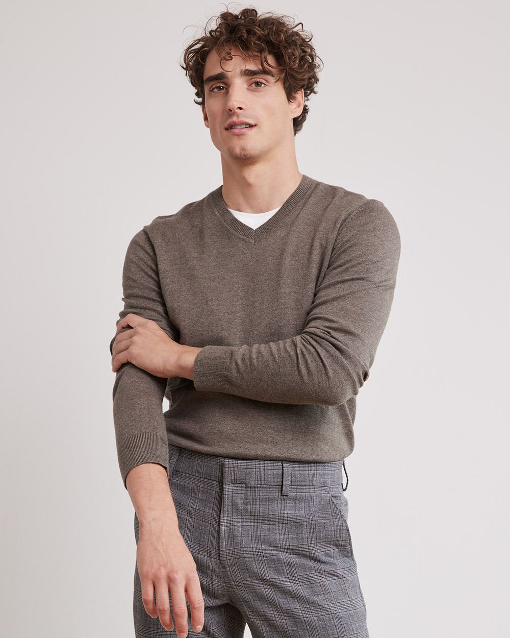 Basic Long-Sleeve V-Neck Sweater