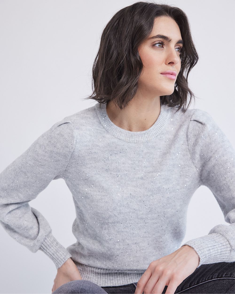 Long-Sleeve Sequins Sweater