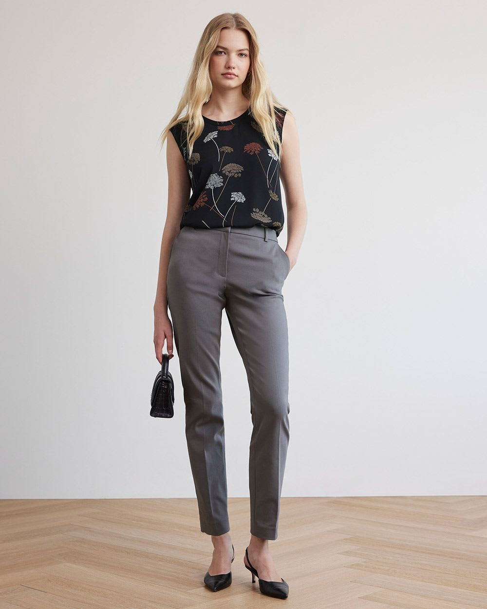 Printed Silky Crepe Cap Sleeve Blouse