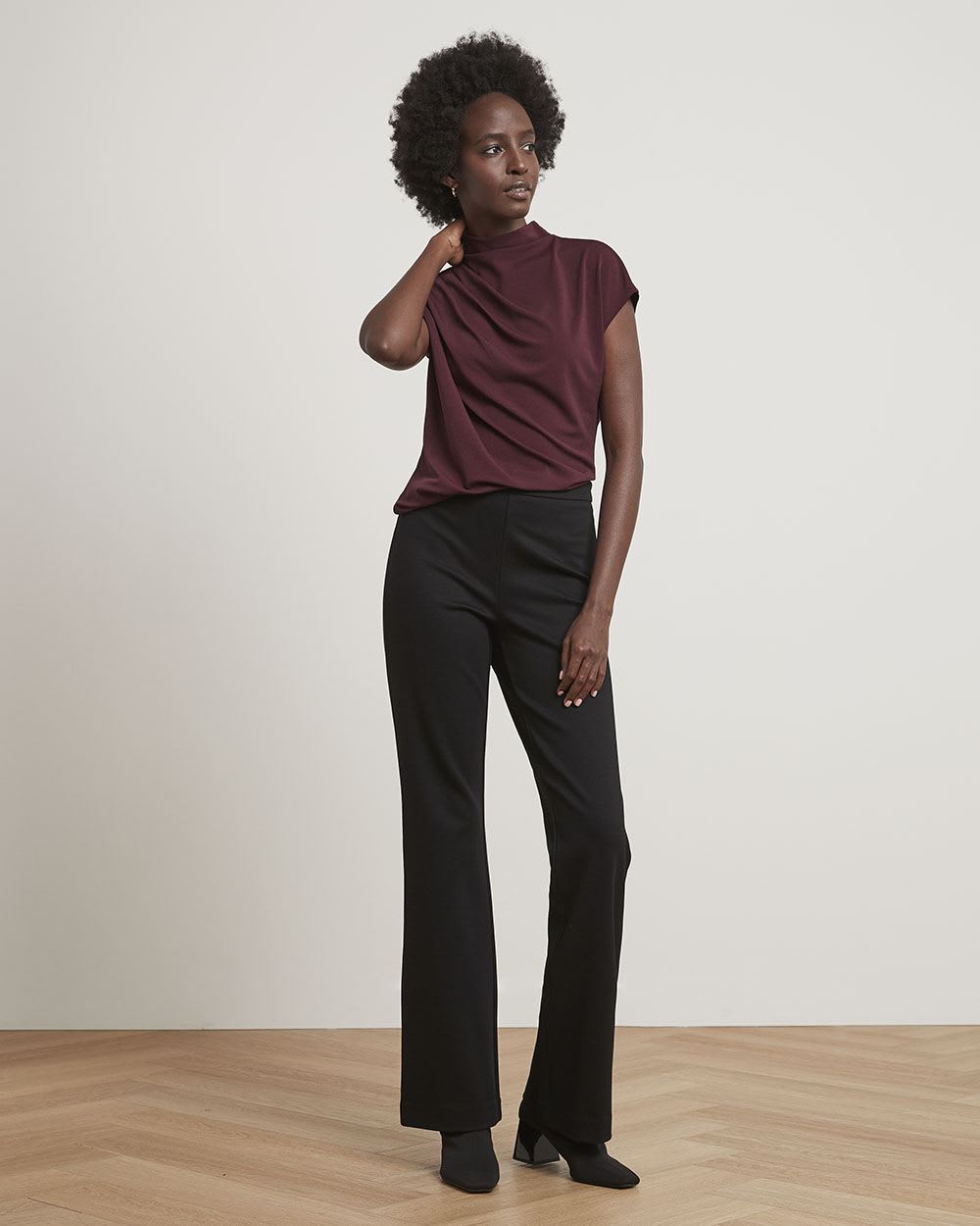 High-Rise Heavy Knit Flare-Leg Legging Pant