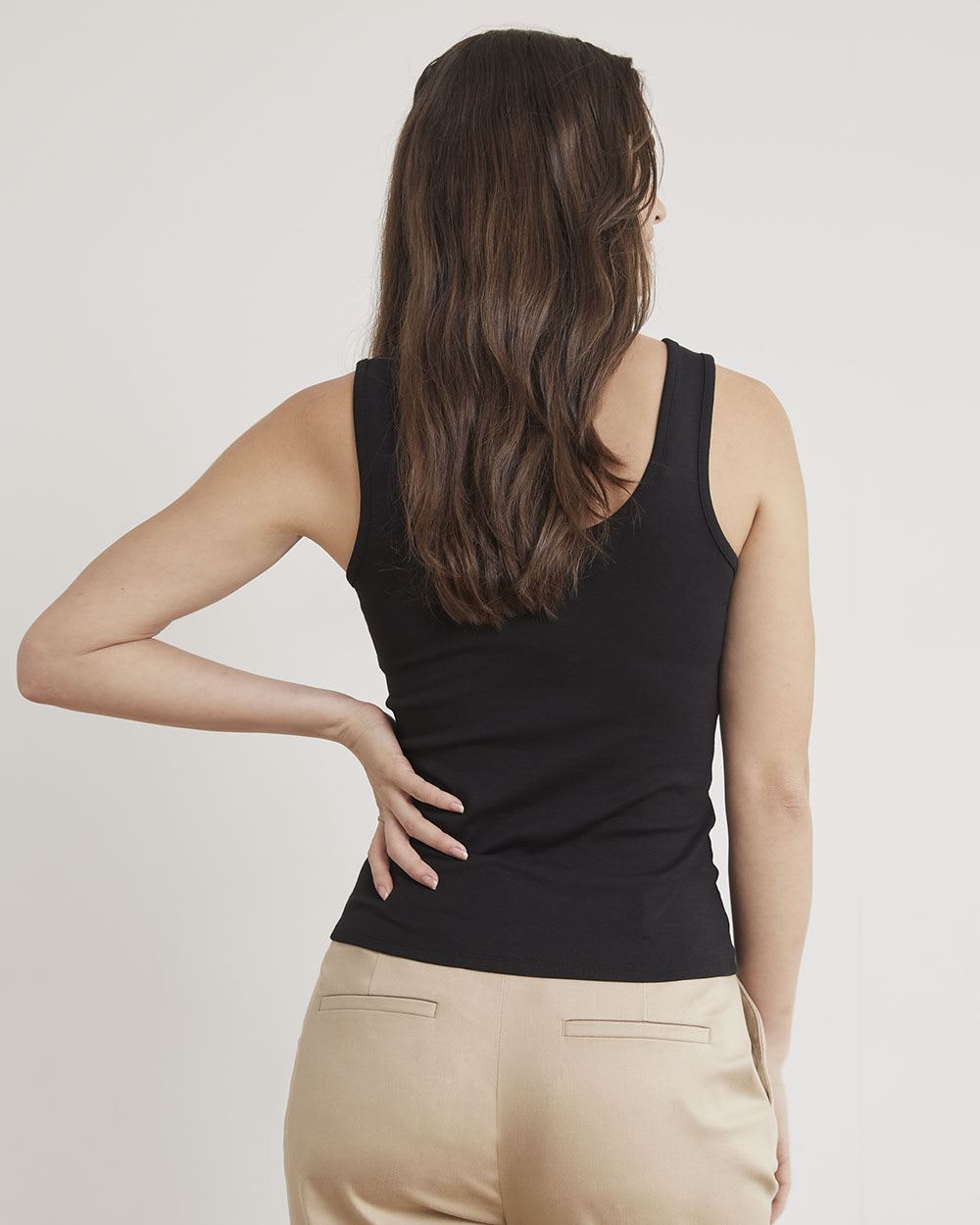 Solid Scoop-Neck Cami with Wide Straps