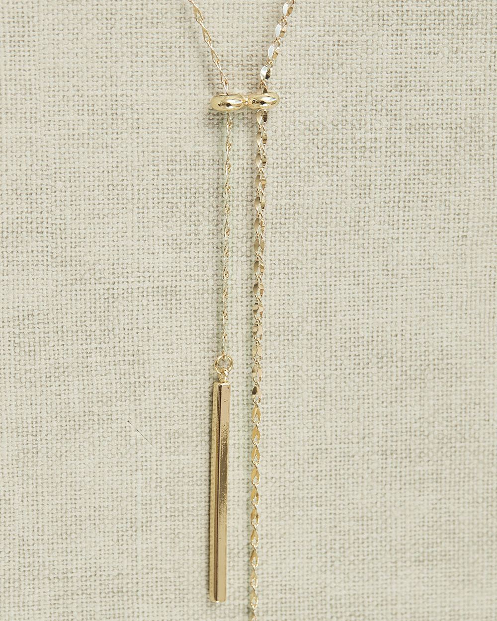 Split Neck Long Necklace with Stick Pendant