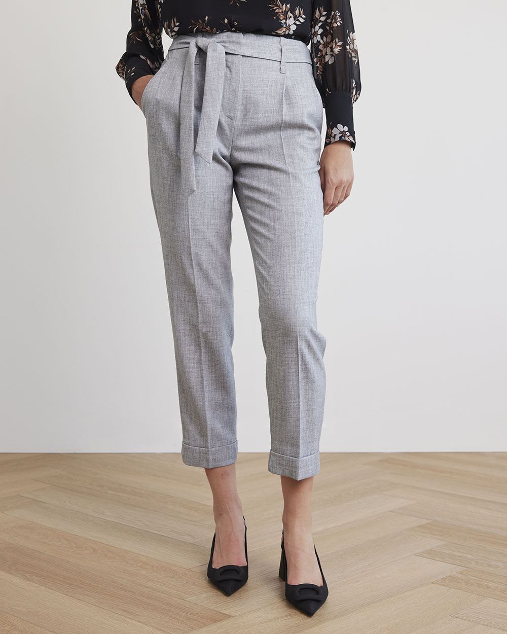Tapered-Leg High-Rise Light Grey Pant